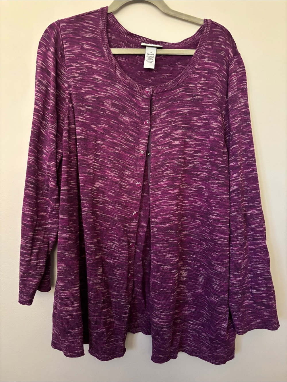 Catherines Purple Space-Dye Button Front Cardigan 18/20